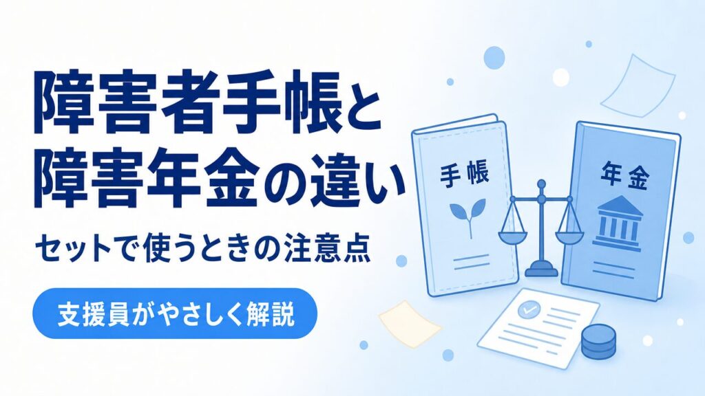 障害者手帳と障害年金の違い｜セットで使うときの注意点を支援員が解説するアイキャッチ画像