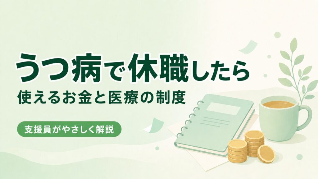 うつ病で休職したら使える制度（傷病手当金・自立支援医療）を支援員が解説する記事のアイキャッチ